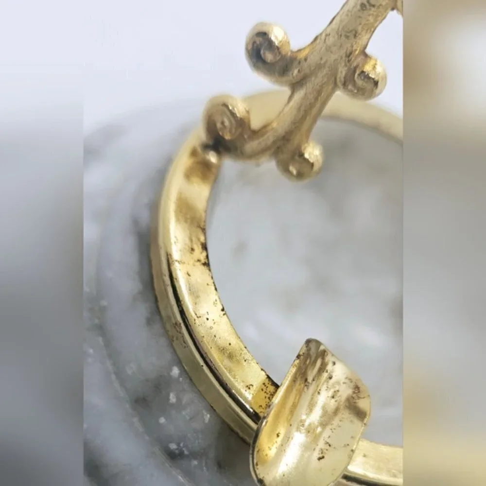 Vintage 70's Calacatta Marble with brass-colored metal decorative Ashtray